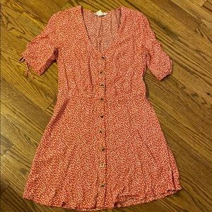 H&M Red Floral Button Front Dress